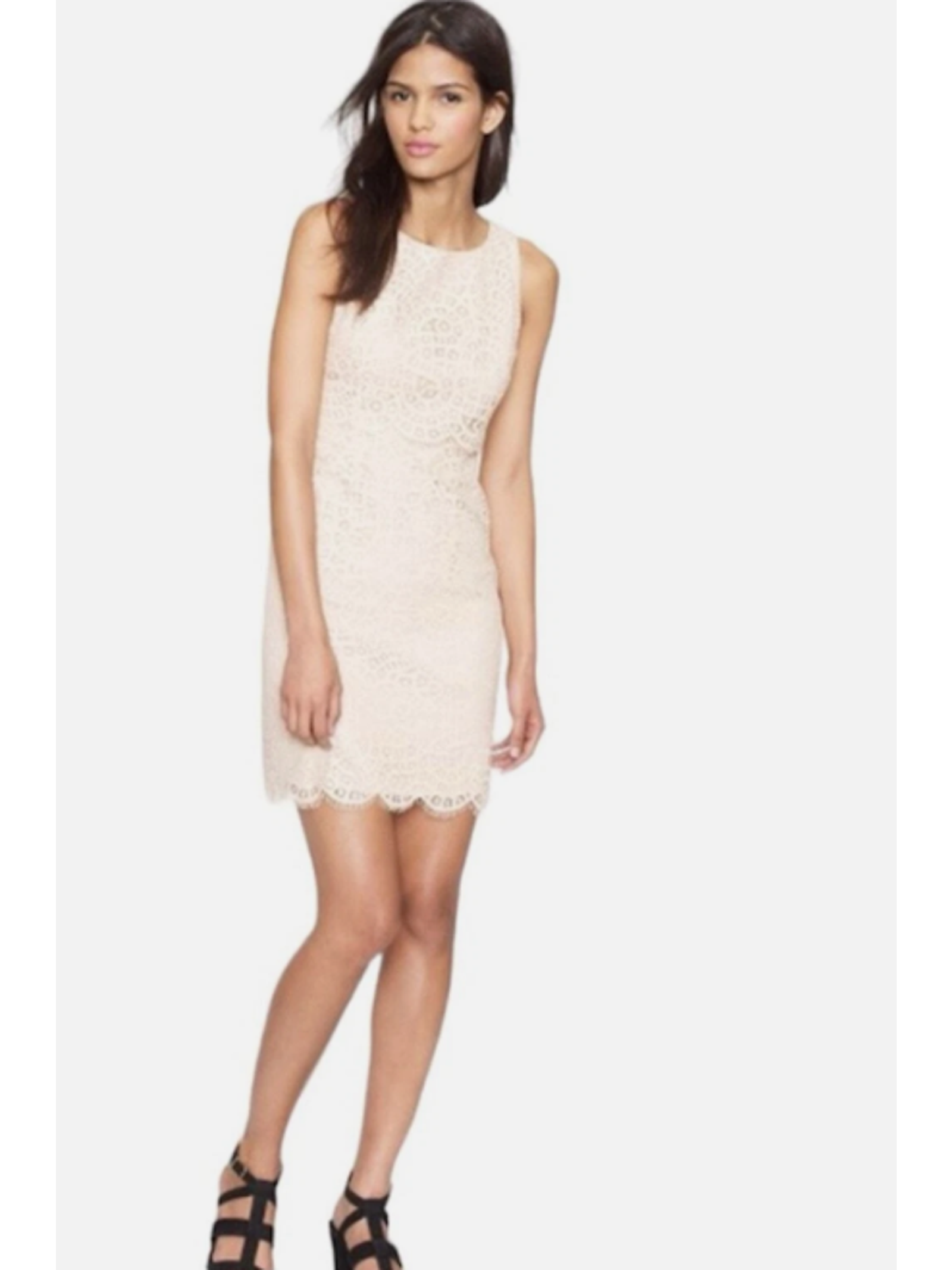 J. Crew Raindrop Lace Tiered Mini Shift Dress Cream Beige Size 10